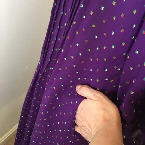 Vintage 1980s Samuel Blue Pleated Bodice Midi Dress size 8‎ - Picture 10 of 13